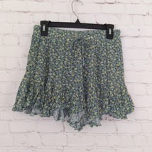 Mable Shorts Womens Medium Green Floral Ruffle Pull On Rayon Casual Boho... - £12.36 GBP