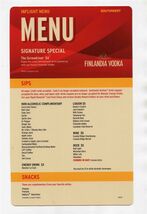 Southwest Airlines Inflight Sips &amp; Snacks Menu - $21.78