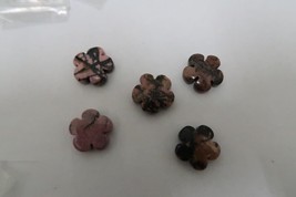 5 pcs pink &amp; black heavy glass flower shape floral bead 7/8&quot; - £6.33 GBP