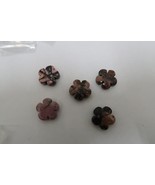 5 pcs pink &amp; black heavy glass flower shape floral bead 7/8&quot; - $7.92