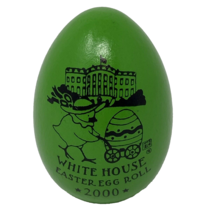 2008 White House Easter Egg Roll Bill &amp; Hillary Clinton Green Wooden Egg - £14.64 GBP