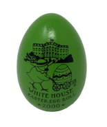 2008 White House Easter Egg Roll Bill &amp; Hillary Clinton Green Wooden Egg - $18.99