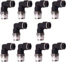 10 Pack Push To Connect Air Fittings 90 Degree Pneumatic Tube Fitting Ma... - $18.62