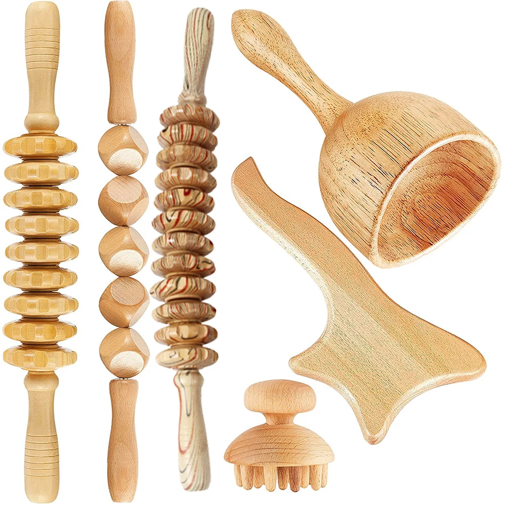 Ssage tool maderoterapia kit wood massager roller gua sha roller manual wooden for full thumb200