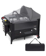 Foldable Baby Bassinet with 4 Adjustable Heights Changing Table and Matt... - $4,778.31 MXN
