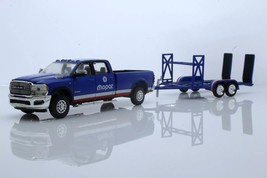 Blue 2020 Dodge Ram 2500 Truck Race Trailer Car Hauler 1:64 Scale Diecast Model - $46.79