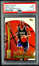 1994 Classic SweepStakes #3 Grant Hill HOF RC Rookie ROY /6225 PSA 9 Mint - £34.04 GBP