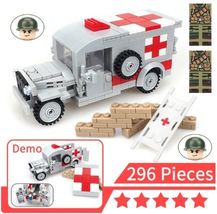 New Military WW2 War Logistics Ambulance Building Moc Figures Soldier Ve... - $23.88