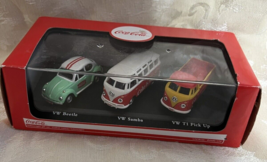 VOLKSWAGEN COCA-COLA GIFT SET OF 3 PIECES 1/72 DIECAST MODELS BY MCC 458... - £14.15 GBP