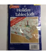 Vintage Joy Brite Vinyl Mistletoe Ribbon Christmas Tablecloth 54x72 - $126.54 MXN