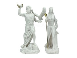 Set Zeus &amp; Hera Greek Roman Gods Couple Statue Sculpture Figurines - £73.47 GBP