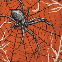 Spooky Symbols Spider 16 Ct Lunch Napkins Spiderweb Orange Black - £3.12 GBP