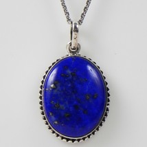 Solide 925 Argent Sterling Lapis Lazuli Pendentif Collier Femme PSV-1214 - £29.37 GBP+