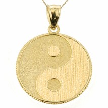 Solid 14k Yellow Gold Yin and Yang Taoist Symbol Pendant Necklace  - $479.88+