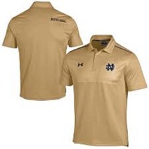 NCAA NOTRE DAME Under Armour S Loose Fit Performance Gold Sideline Polo ... - $53.11