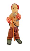 Doll Handcrafted FolkArt Cloth Knitted Named Antoine Signed Violette Fox 10 Inch - £24.27 GBP