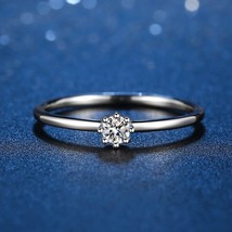 Slim 0.1ct Moissanite Rings for Women S925 Sterling Silver Simple Ring Diamond B - £21.93 GBP