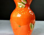 Vintage Napco Boho Orange Vase Green Butterflies 60s 70s Retro Ceramic 5... - $24.99