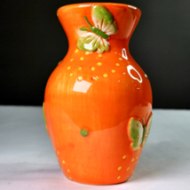 Vintage Napco Boho Orange Vase Green Butterflies 60s 70s Retro Ceramic 5... - £19.51 GBP