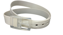 Silicone Belt OFF White Solid Plastic Buckle Casual Plain Everyday Wear 46&quot; L - £6.73 GBP