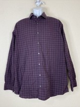 Kenneth Cole Men Size 18 Tall Purple Check Awareness Button Up Shirt Lon... - $8.00