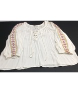 Cato Blouse L Pheasant Blouse Embroidery Drawstring Gathered 3/4 Sleeve ... - £10.12 GBP