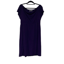 Old Navy Womens Large Purple Elastic Waist Scoop Neck Midi Dress Lagenlook - £14.75 GBP