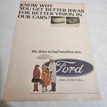 Ford has a Better Idea Woman Children in Rain Gear Under Umbrella Print Ad 1968 - £8.75 GBP