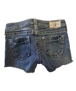True Religion Johnny Cut Off Jean Shorts Womens 27 Low Rise Blue Frayed ... - £16.17 GBP