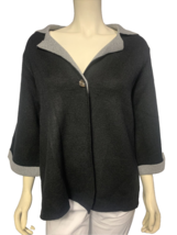 Oliver Black with Gray Trim One Button Collared Cardigan, Women&#39;s Size M - $14.24