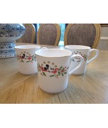 3 Lenox Disney Coffee Mugs Mickey Mouse Holiday Pattern Holly Berry USA ... - $36.58