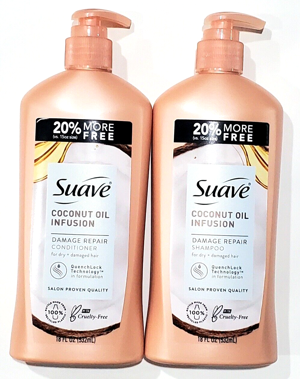 Suave Coconut Oil Infusion Shampoo Conditioner Set Damage Repair Quenchlock... - $21.99