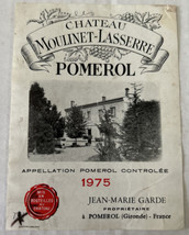 Chateau Moulinet-Lasserre Pomerol 1975 Vintage Wine Bottle Label Ephemera - $8.86