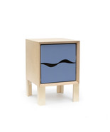 Natural wood nightstand with blue drawers, attractive side table - Cubus... - $8,351.40 MXN
