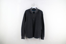 Robert Graham Mens Large Thermal Waffle Knit Half Zip Pullover Sweater Gray - $69.25