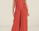 Francesca's TARA BIG BUTTON SURPLICE polka dot Cinnamon JUMPSUITS S new - $37.62