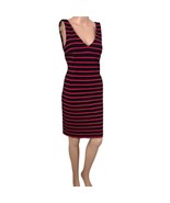 Banana Republic Struped Dress Sz 4 Sheath Navy Blue Red Stretchy Career ... - £27.20 GBP