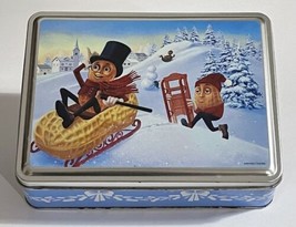 VTG Planters Mr. Peanut Winter Snow Sledding Collectors Tin Christmas Holiday - £13.91 GBP