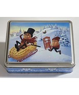 VTG Planters Mr. Peanut Winter Snow Sledding Collectors Tin Christmas Ho... - $17.69