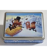 VTG Planters Mr. Peanut Winter Snow Sledding Collectors Tin Christmas Ho... - £13.91 GBP