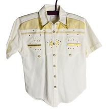 Vintage Metallic Gold And White Spring Trend Love Boat Style Button Down... - £14.98 GBP