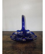 Vintage Cobalt Blue and Gold Gilded Ornate Decorated with Glass Beads Ba... - $39.60