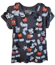 Disney Tee Shirt Women XS Black Mickey Mouse Print Short Sleeve Round Neck - £7.91 GBP