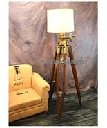 Designer Huge Commercial Tripod Floor Lamp Antique Brass Wood By Nautica... - $14,926.95 MXN
