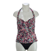 JUST PEACHY Women&#39;s 2 Piece Tankini Floral Top Black Cheeky Bottoms Size... - £17.58 GBP
