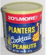 Vintage Empty Planters Cocktail Peanuts Tin Can With Lid Prop Display - £14.79 GBP