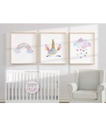 Set of 3 Unicorn Nursery Wall Art Printables, Baby Nursery Decor Girl | ... - £7.07 GBP