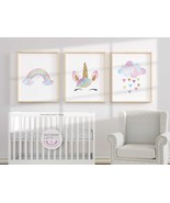 Set of 3 Unicorn Nursery Wall Art Printables, Baby Nursery Decor Girl | ... - $9.00