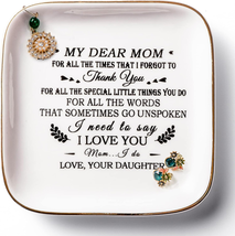 Mother&#39;s Day Gifts for Mom from Daughter Ceramic Ring Dish for Mom- My Dear Mom, - £19.78 GBP