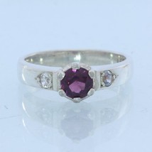 Dark Raspberry Spinel White Sapphires Handmade Sterling Silver Ladies Ring sz 6 - £66.29 GBP